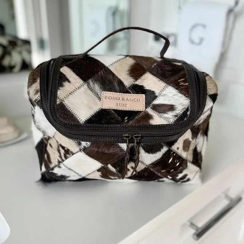 Large Cowhide Makeup Bag