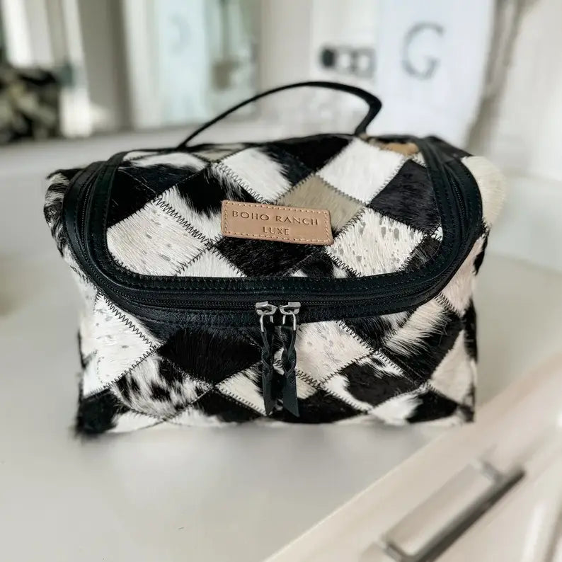 Large Cowhide Makeup Bag
