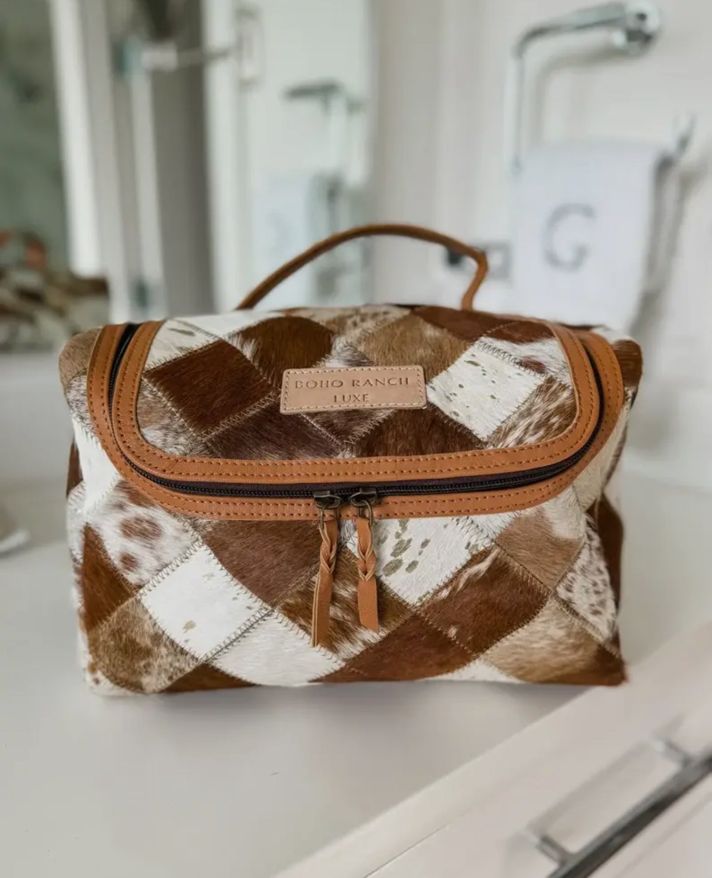 Large Cowhide Makeup Bag