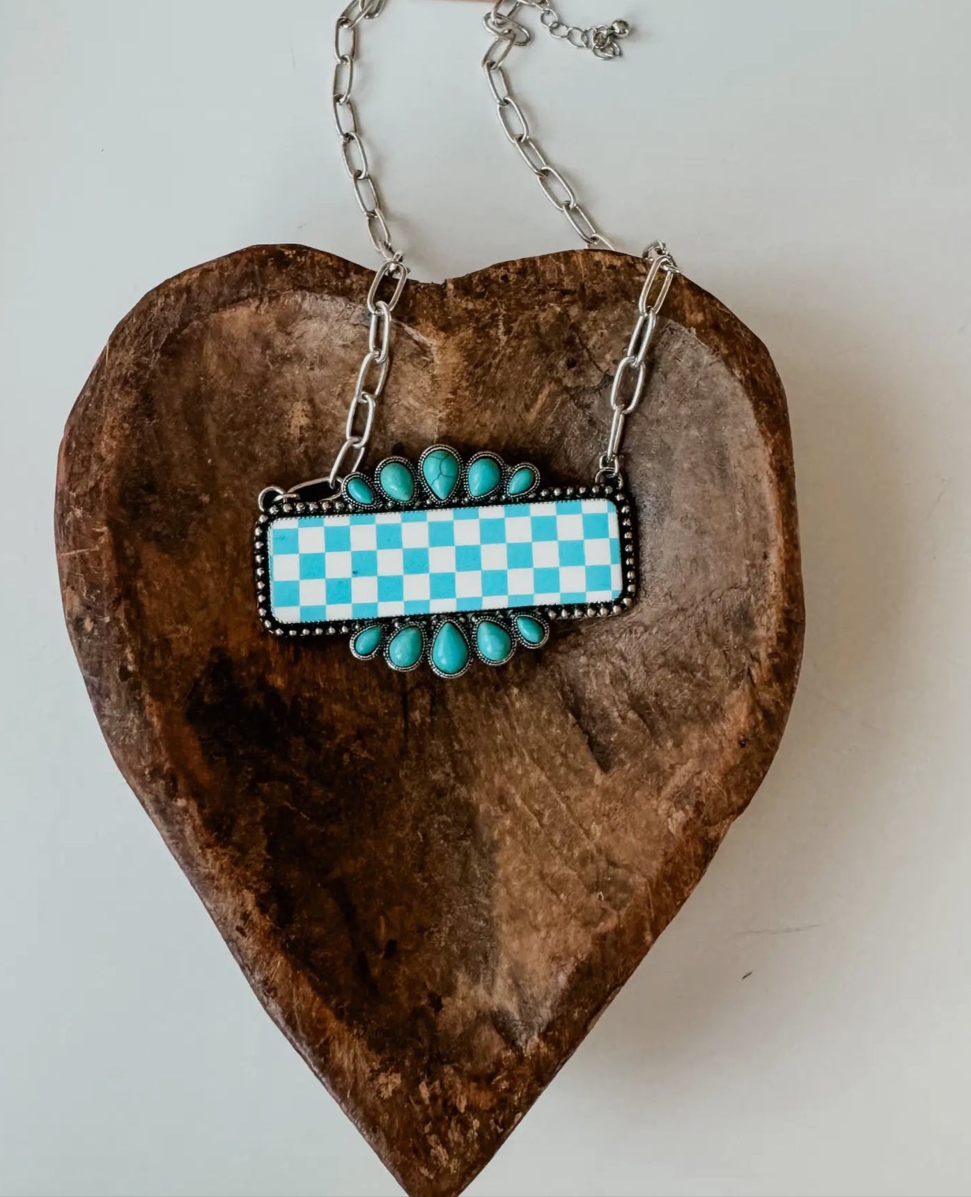Checkered Pendant Necklace